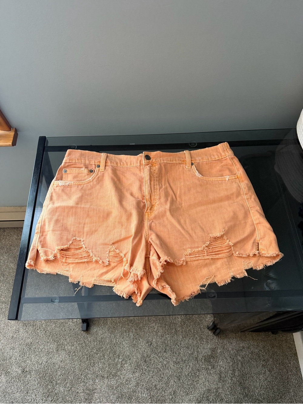 aerie Peach-Orange High-Waist Shorts